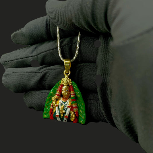 925 Silver Barsana Radha Rani Pendant | Meena Enamel Bhakti Jewellery – Shukan Jewellers