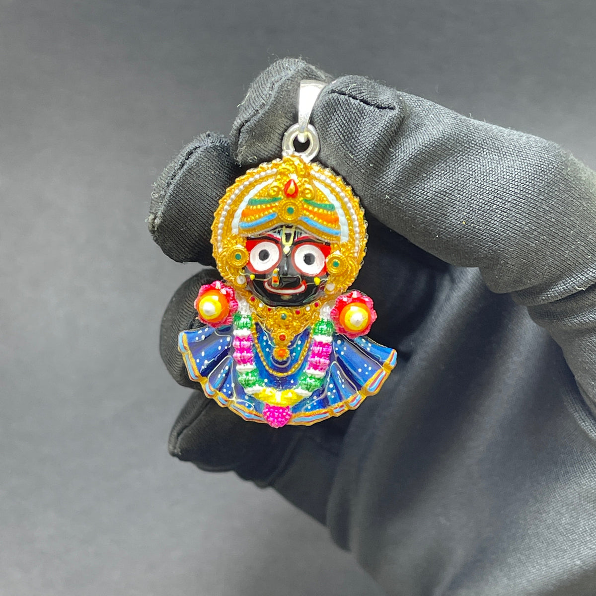 925 Silver Jagannath Pendant with Colorful Enamel – Handmade Meenakari Devotional Jewelry