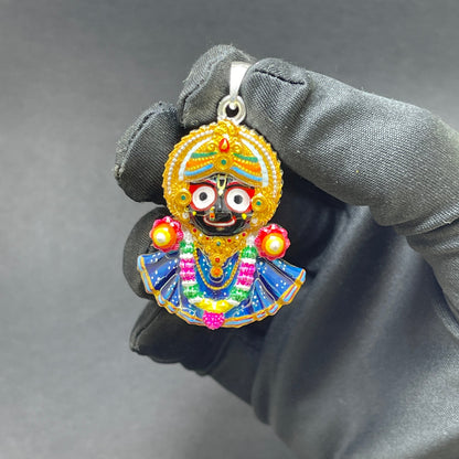 925 Silver Jagannath Pendant with Colorful Enamel – Handmade Meenakari Devotional Jewelry