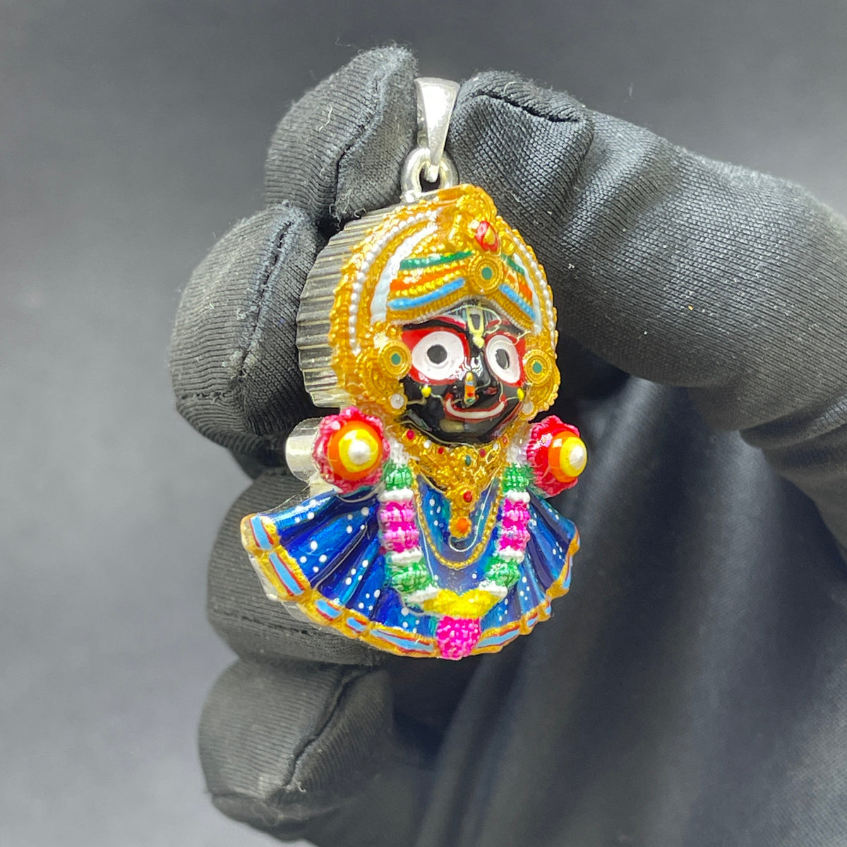 925 Silver Jagannath Pendant with Colorful Enamel – Handmade Meenakari Devotional Jewelry