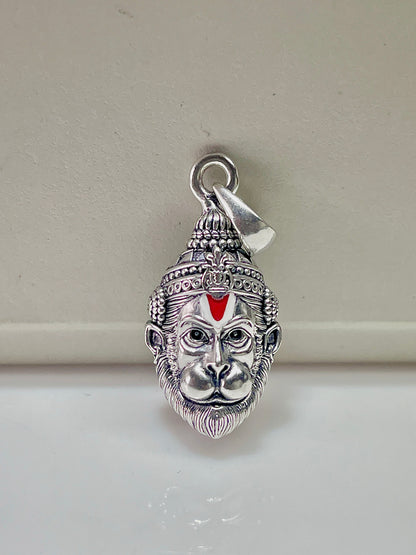 925 Oxidized Silver Hanumanji Face Pendant – Lord Hanuman Necklace | Handmade Devotional Jewelry for Strength & Protection