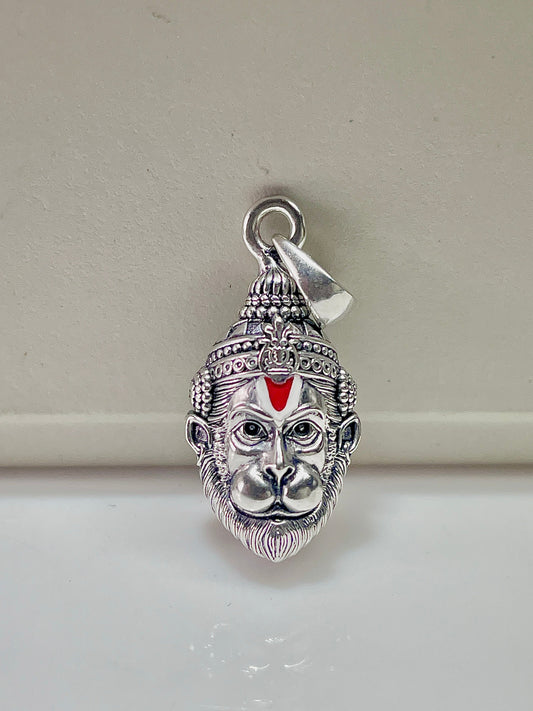 925 Oxidized Silver Hanumanji Face Pendant – Lord Hanuman Necklace | Handmade Devotional Jewelry for Strength & Protection