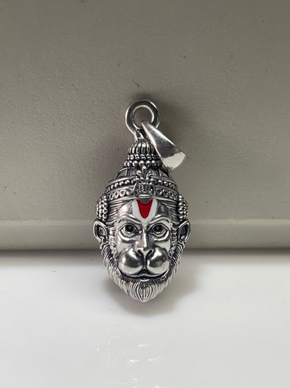 925 Oxidized Silver Hanumanji Face Pendant – Lord Hanuman Necklace | Handmade Devotional Jewelry for Strength & Protection