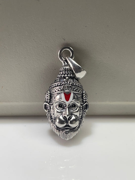 925 Oxidized Silver Hanumanji Face Pendant – Lord Hanuman Necklace | Handmade Devotional Jewelry for Strength & Protection