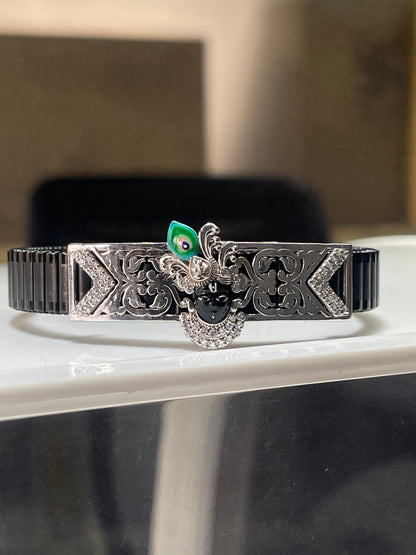 925 Silver Shrinathji Bracelet | Meena Enamel Spiritual Kada