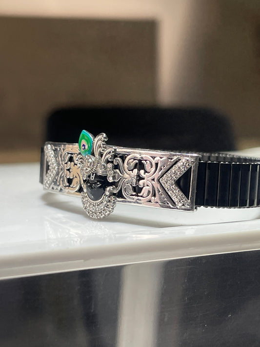 925 Silver Shrinathji Bracelet | Meena Enamel Spiritual Kada