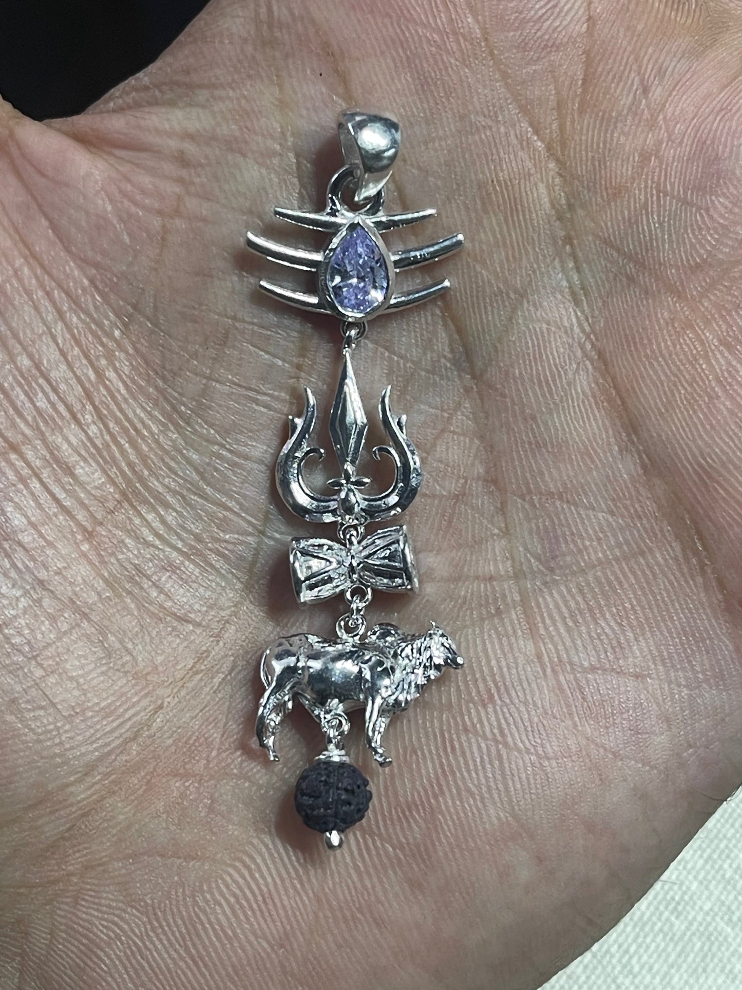 925 Silver Shiva Pendant | Trishul Damru Nandi Spiritual Jewelry