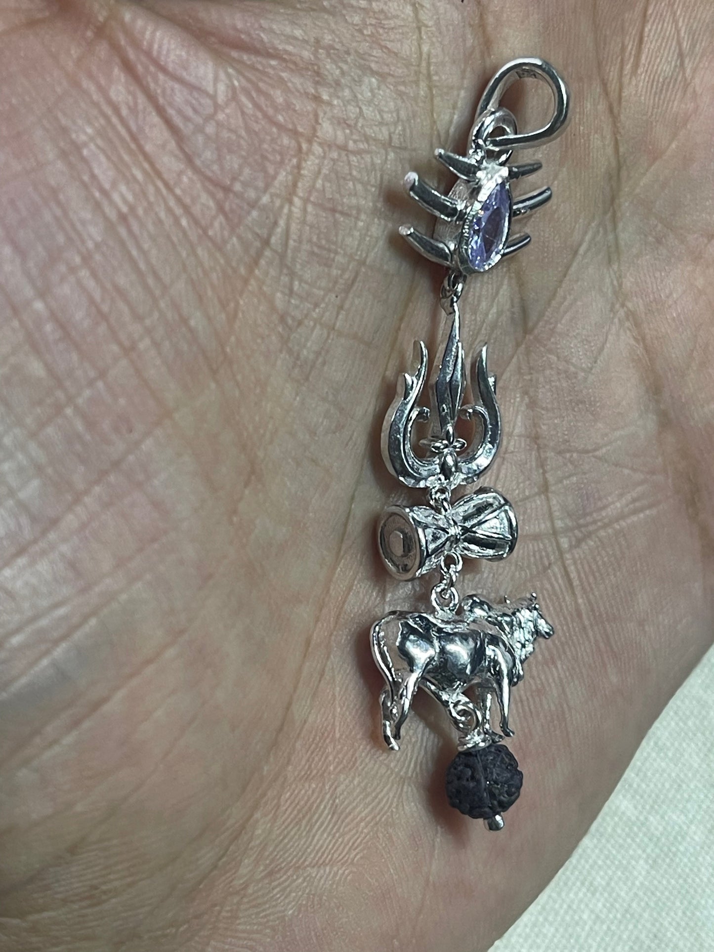 925 Silver Shiva Pendant | Trishul Damru Nandi Spiritual Jewelry