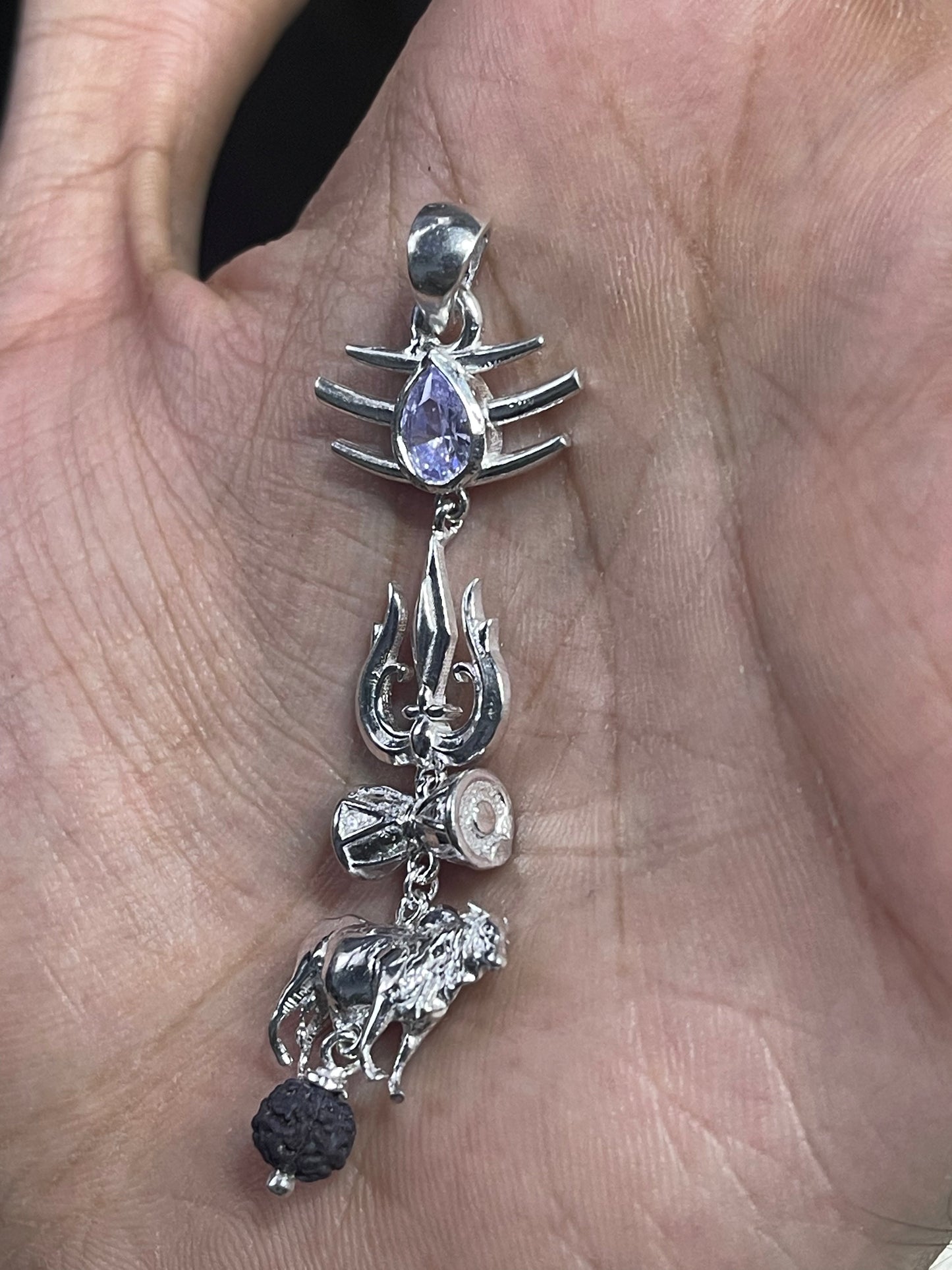 925 Silver Shiva Pendant | Trishul Damru Nandi Spiritual Jewelry