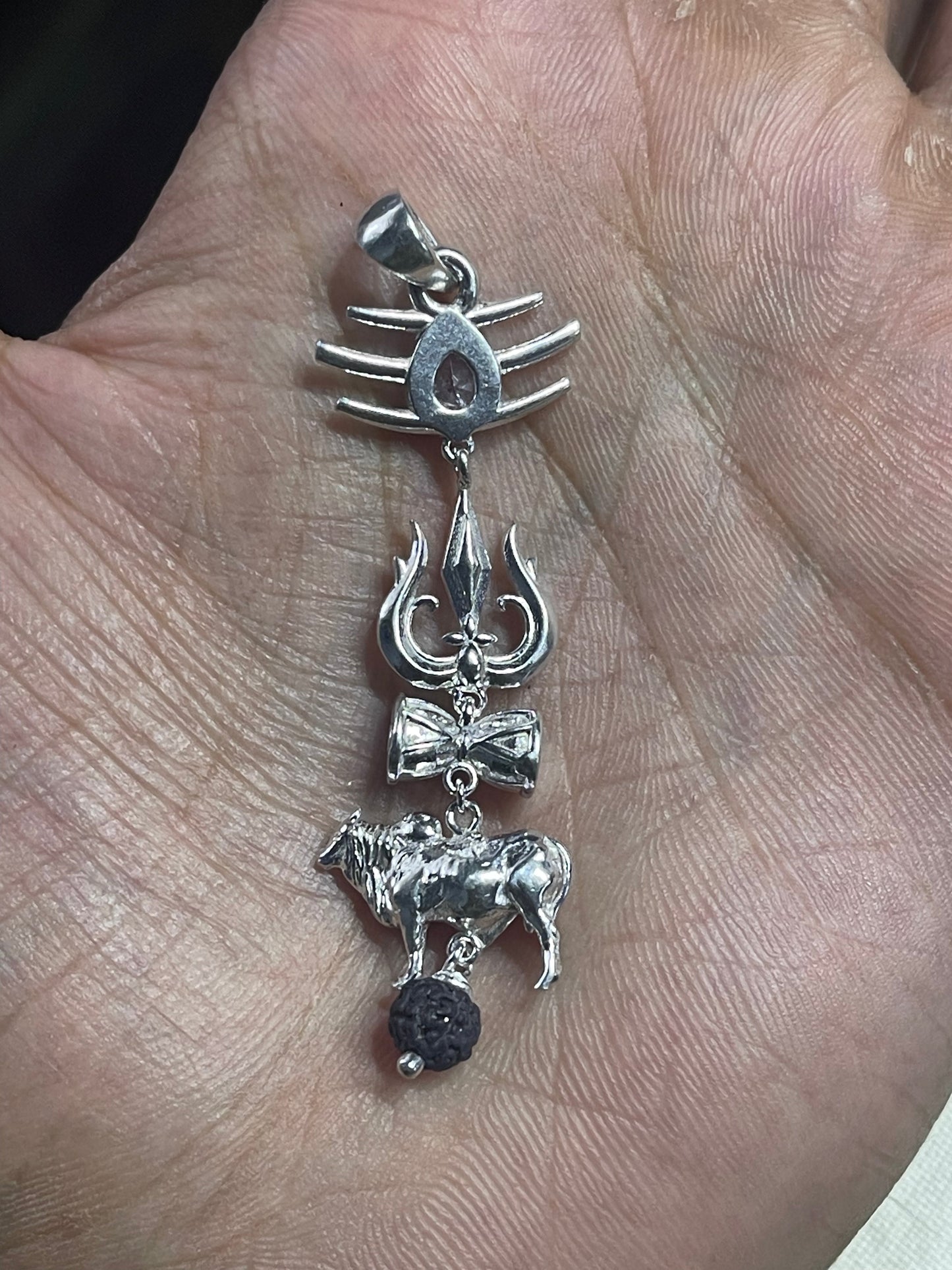 925 Silver Shiva Pendant | Trishul Damru Nandi Spiritual Jewelry