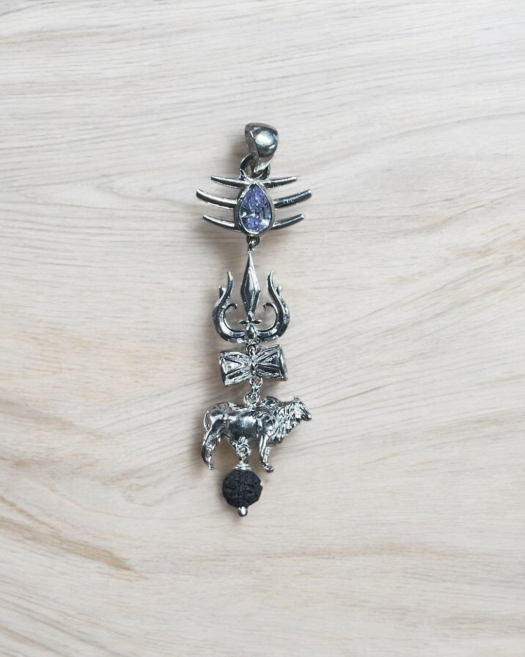 925 Silver Shiva Pendant | Trishul Damru Nandi Spiritual Jewelry