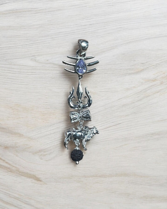 925 Silver Shiva Pendant | Trishul Damru Nandi Spiritual Jewelry