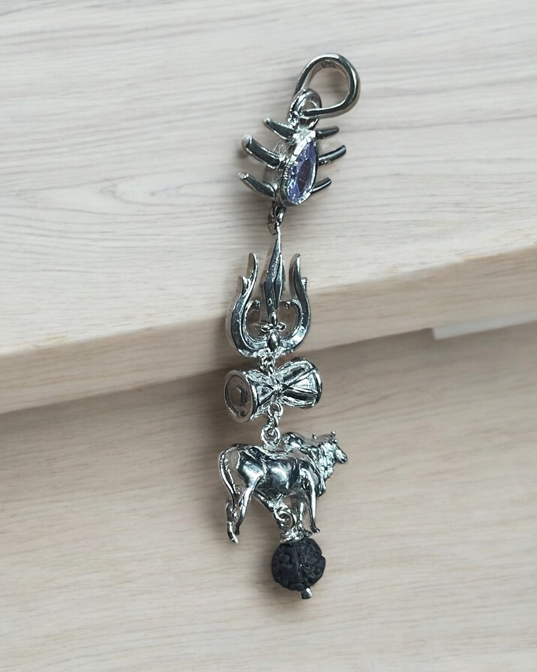 925 Silver Shiva Pendant | Trishul Damru Nandi Spiritual Jewelry