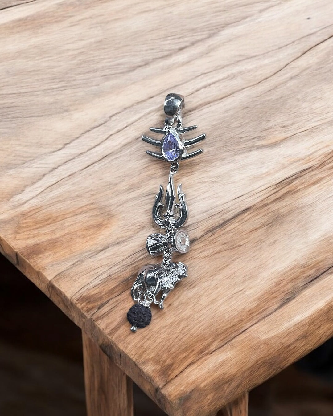 925 Silver Shiva Pendant | Trishul Damru Nandi Spiritual Jewelry