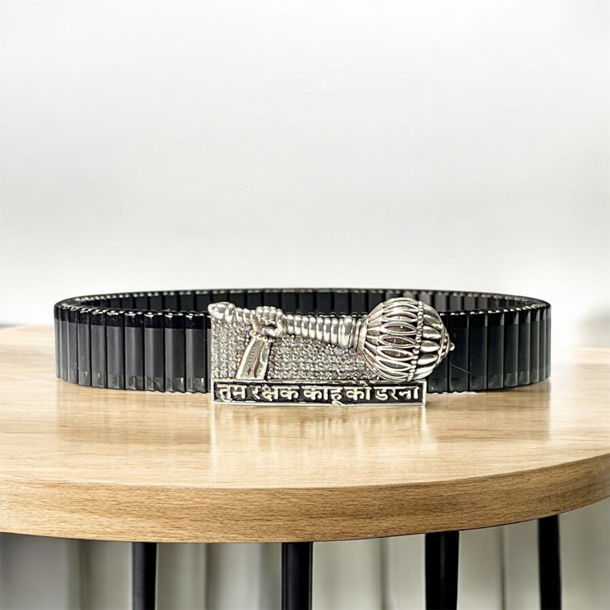 925 Silver Hanuman Gada Bracelet – “Tum Rakshak Kahu Ko Darna” Engraved Kada | Handmade Devotional Jewelry