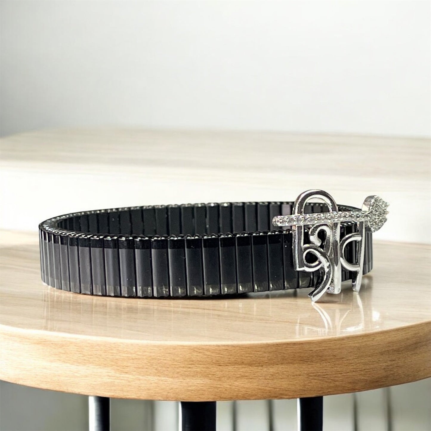 925 Silver Shiv Trishul Bracelet – “Shiv” Text & Iced Trident Motif | Handmade Lord Shiva Devotional Kada