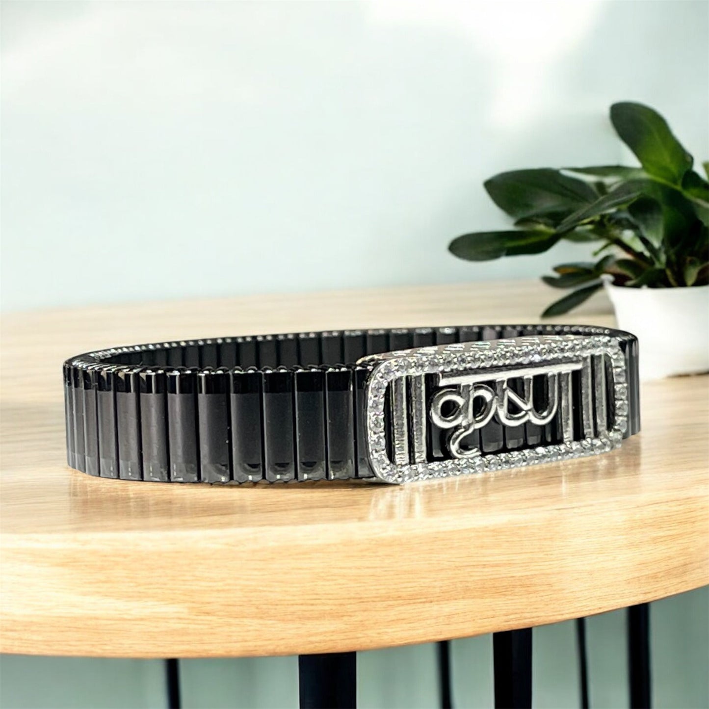 925 Silver Krishna Bracelet – “Krishna” Text with Iced Border | Handmade Lord Krishna Devotional Jewelry for Men & Women
