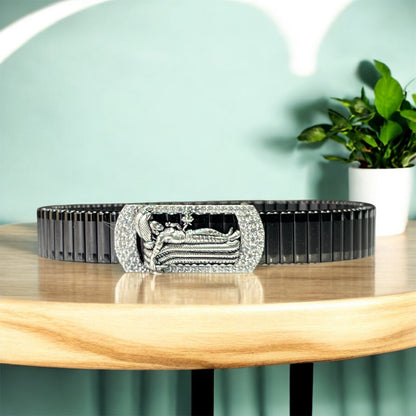925 Silver Vishnu Ananta Shesha Bracelet – Lord Vishnu Reclining Motif with Iced Border | Handmade Devotional Kada