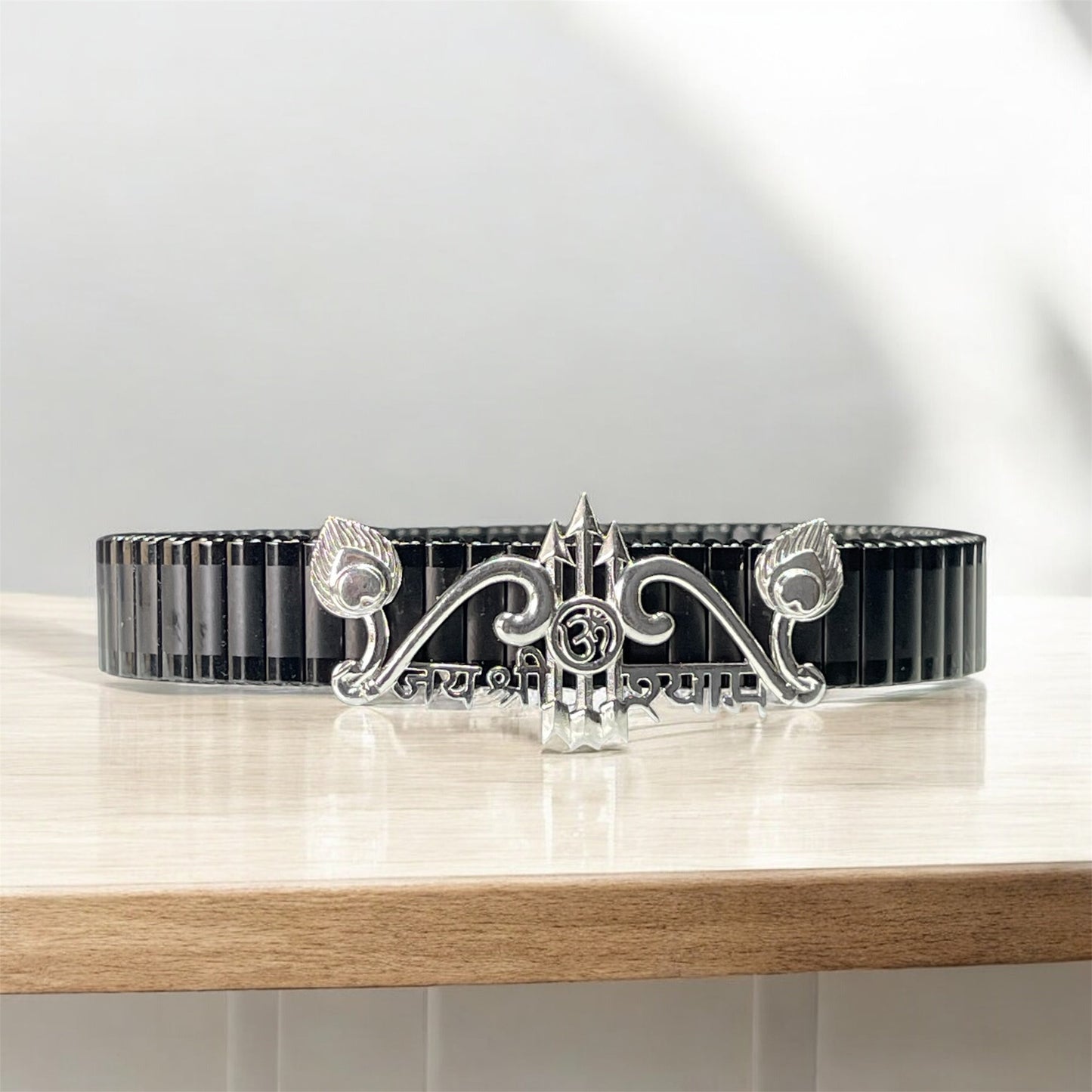 925 Silver Khatu Shyam Ji Bracelet | Shyam Baba Devotional Kada with Iced Border | Spiritual Jewelry for Men & Women