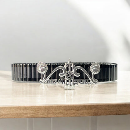 925 Silver Khatu Shyam Ji Bracelet | Shyam Baba Devotional Kada with Iced Border | Spiritual Jewelry for Men & Women