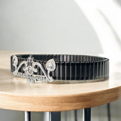 925 Silver Khatu Shyam Ji Bracelet | Shyam Baba Devotional Kada with Iced Border | Spiritual Jewelry for Men & Women
