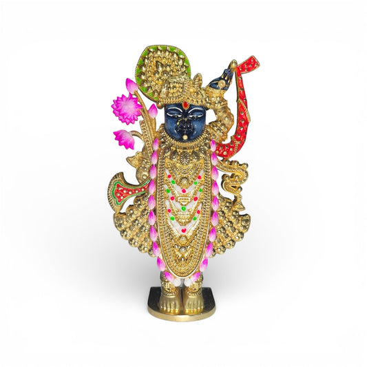 925 Silver Shreenathji Murti | Nathdwara Srinathji Idol with Gold & Meena Work – Shukan Jewellers