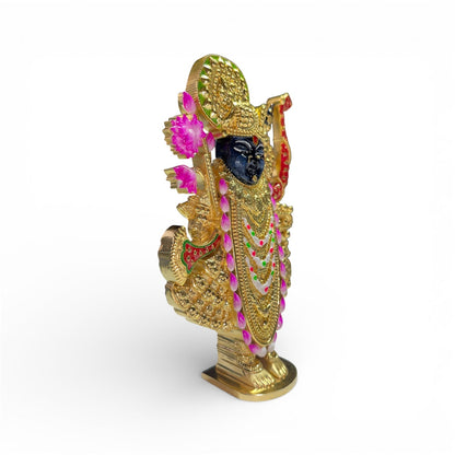 925 Silver Shreenathji Murti | Nathdwara Srinathji Idol with Gold & Meena Work – Shukan Jewellers