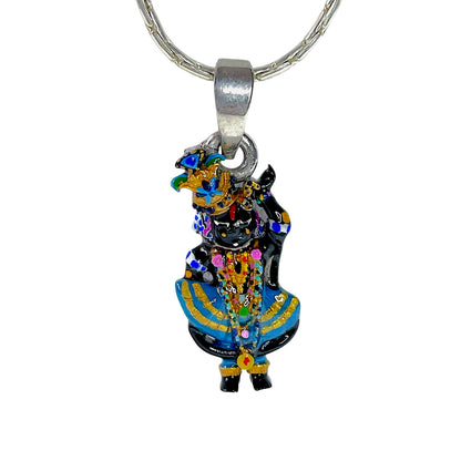 925 Silver Shri Girdhar Lal Ji Pendant with Meena Work – Divine Krishna Locket for Blessings & Devotion