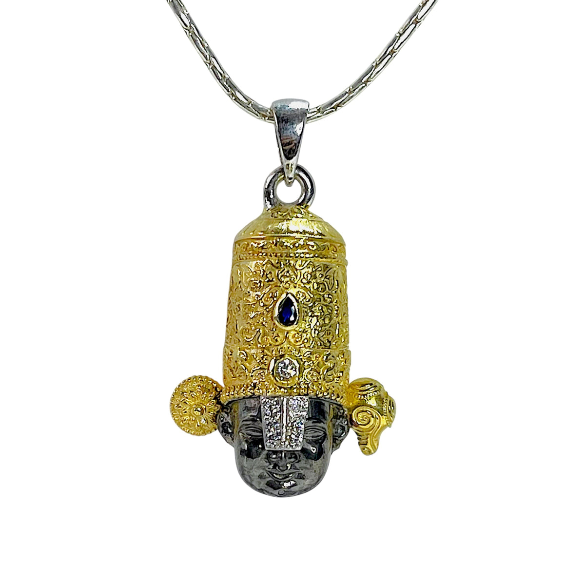 925 Silver Tirupati Balaji 3D Face Pendant with Premium Meena Work – Sri Venkateswara Swamy Divine Locket for Men & Women