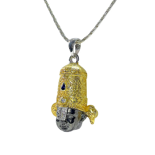 925 Silver Tirupati Balaji 3D Face Pendant with Premium Meena Work – Sri Venkateswara Swamy Divine Locket for Men & Women