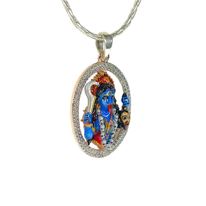 925 Silver Kali Maa Pendant with Premium Mina & Diamond Work – Divine Mahakali Protection Locket for Men & Women
