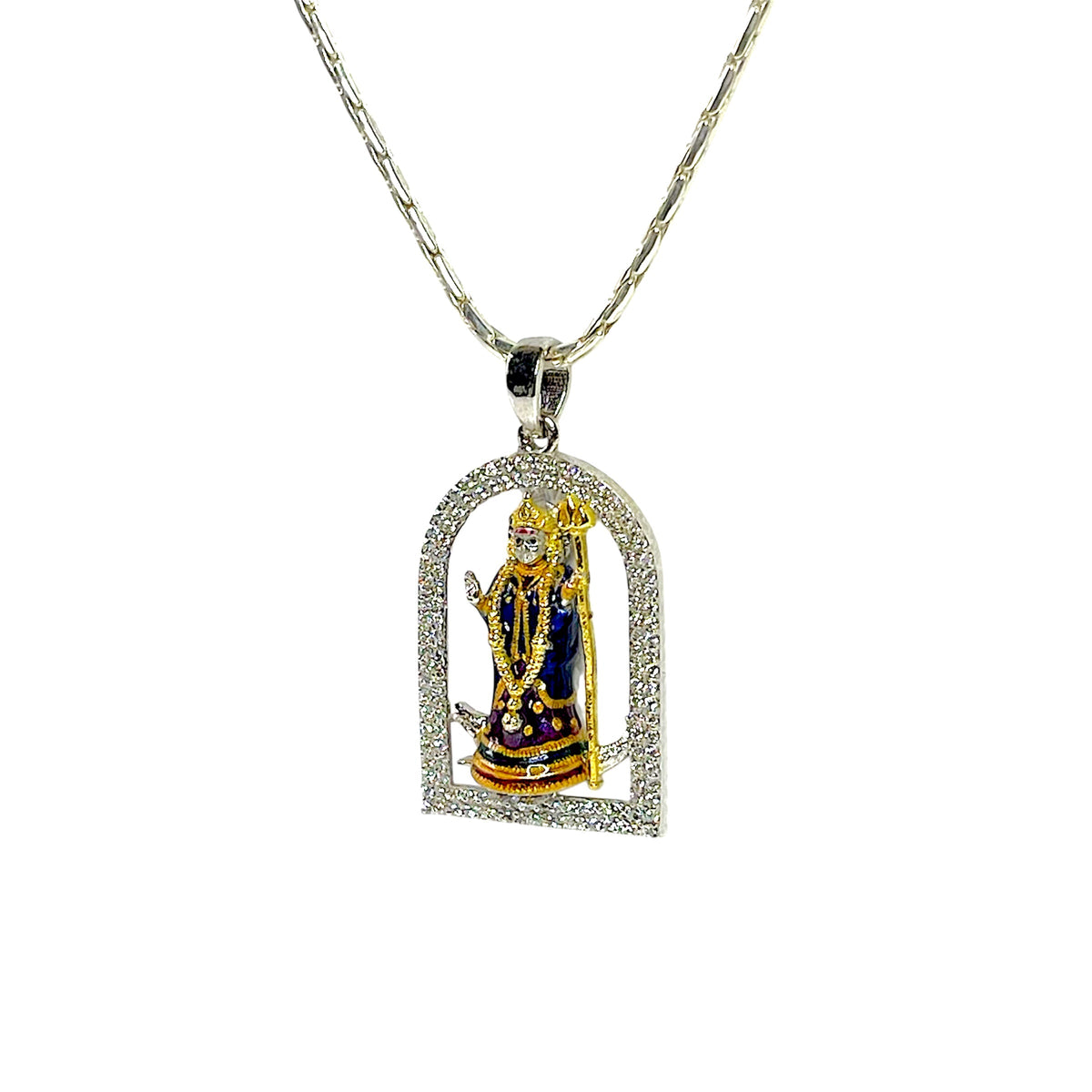925 silver Khodiyar Maa locket diamond detail