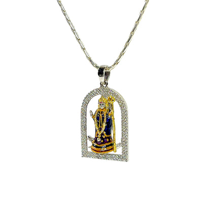 925 silver Khodiyar Maa locket diamond detail