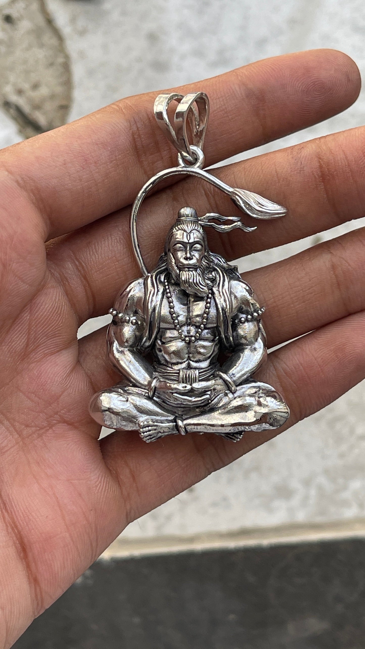 Meditating Hanumanji 925 Silver Pendant