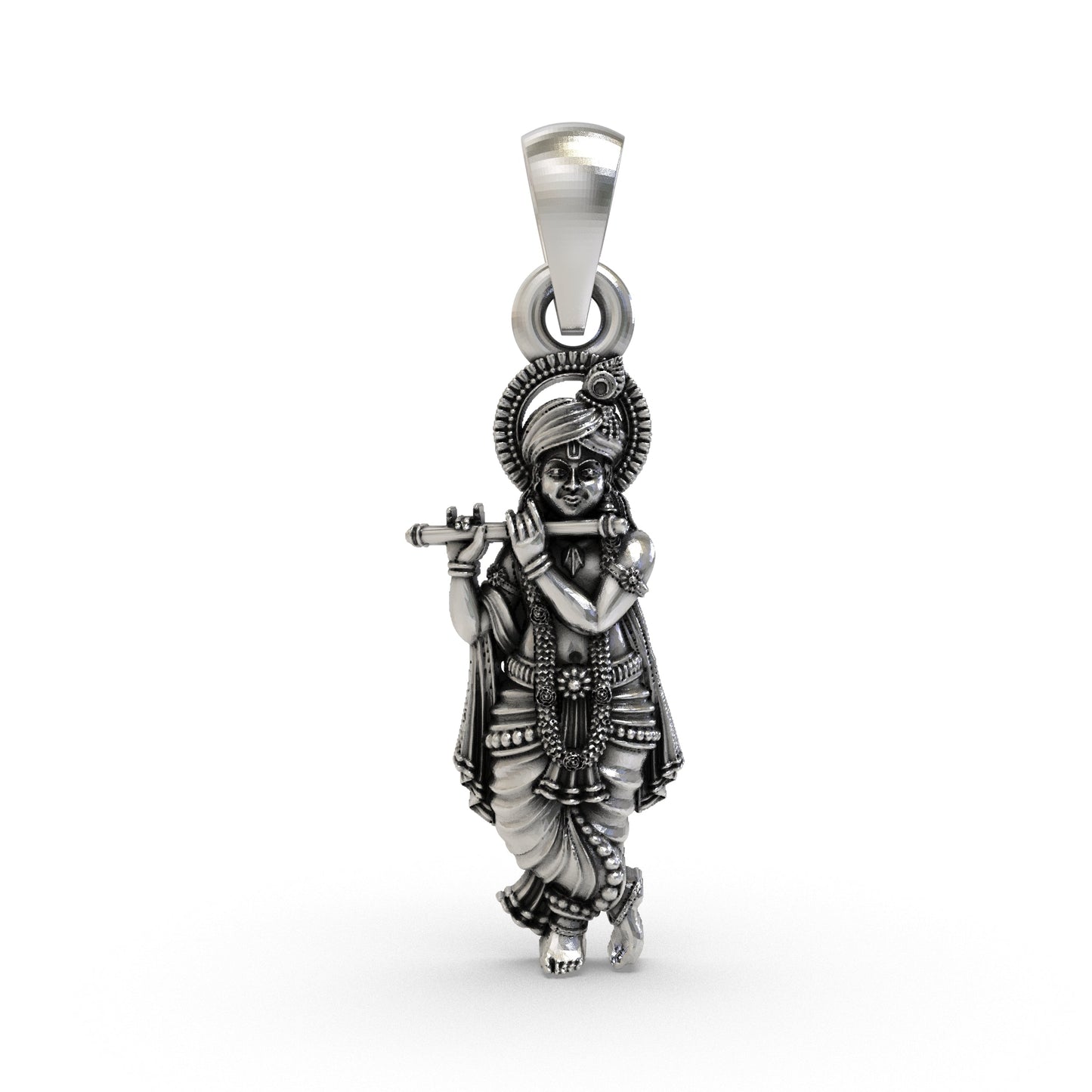 925 Silver Krishna Pendant – Lord Vishnu Hindu God Necklace | Vaishnav Spiritual Jewelry for Men & Women