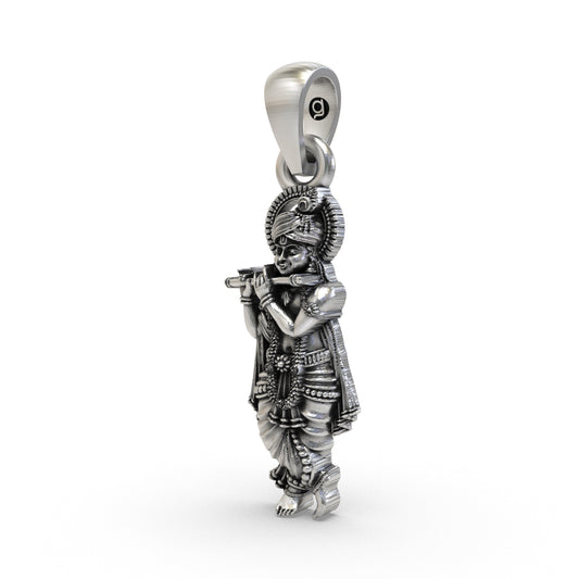 925 Silver Krishna Pendant – Lord Vishnu Hindu God Necklace | Vaishnav Spiritual Jewelry for Men & Women