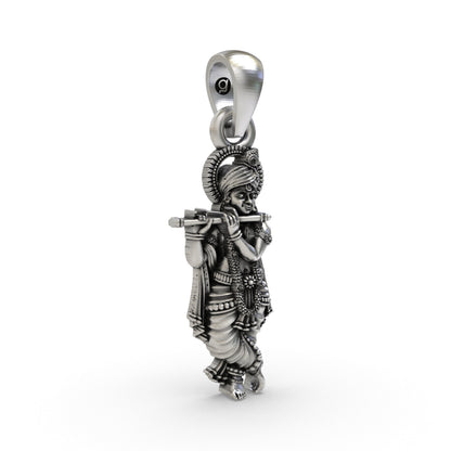 925 Silver Krishna Pendant – Lord Vishnu Hindu God Necklace | Vaishnav Spiritual Jewelry for Men & Women