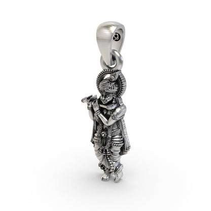 925 Silver Krishna Pendant – Lord Vishnu Hindu God Necklace | Vaishnav Spiritual Jewelry for Men & Women