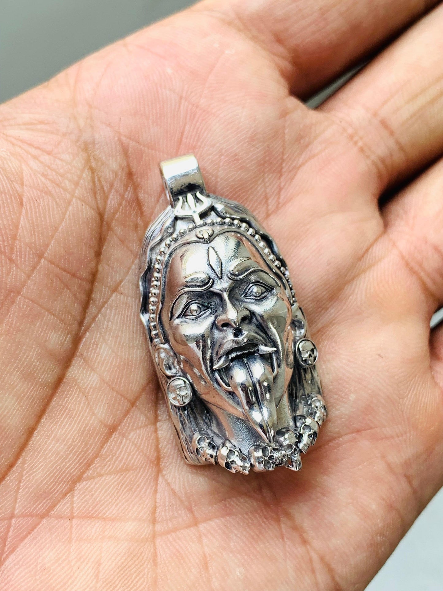 Kali Maa Face 925 Silver Pendant