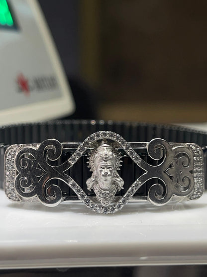 925 Silver Hanumanji Bracelet – Lord Hanuman Jewelry | Intricate Mina & Diamond Work for Men & Women