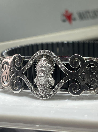 925 Silver Hanumanji Bracelet – Lord Hanuman Jewelry | Intricate Mina & Diamond Work for Men & Women