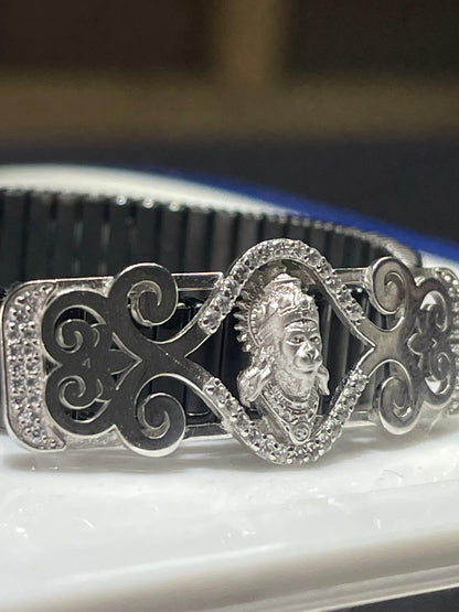 925 Silver Hanumanji Bracelet – Lord Hanuman Jewelry | Intricate Mina & Diamond Work for Men & Women