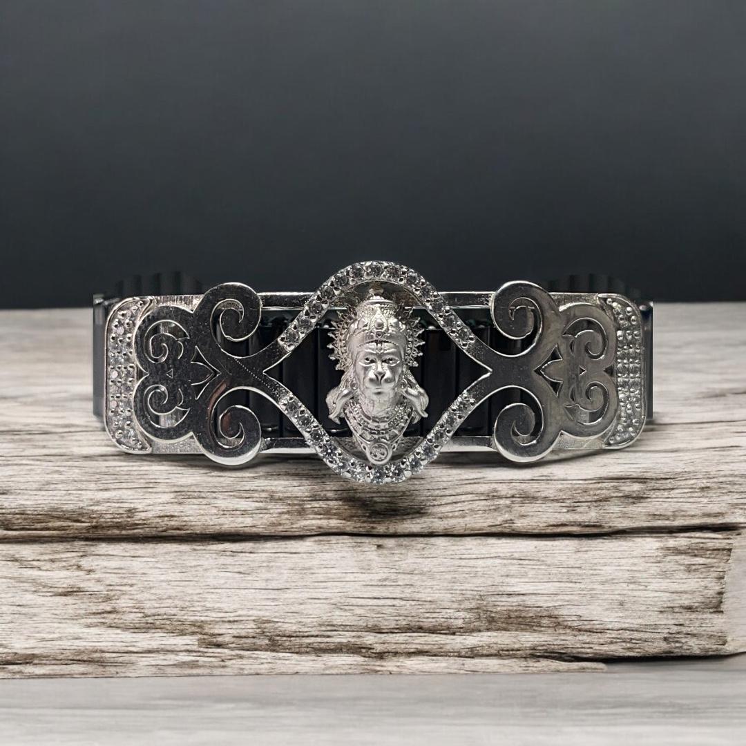 925 Silver Hanumanji Bracelet – Lord Hanuman Jewelry | Intricate Mina & Diamond Work for Men & Women