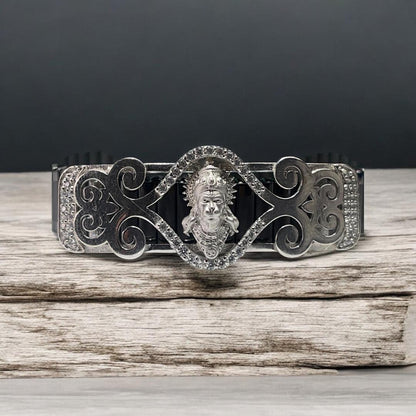 925 Silver Hanumanji Bracelet – Lord Hanuman Jewelry | Intricate Mina & Diamond Work for Men & Women