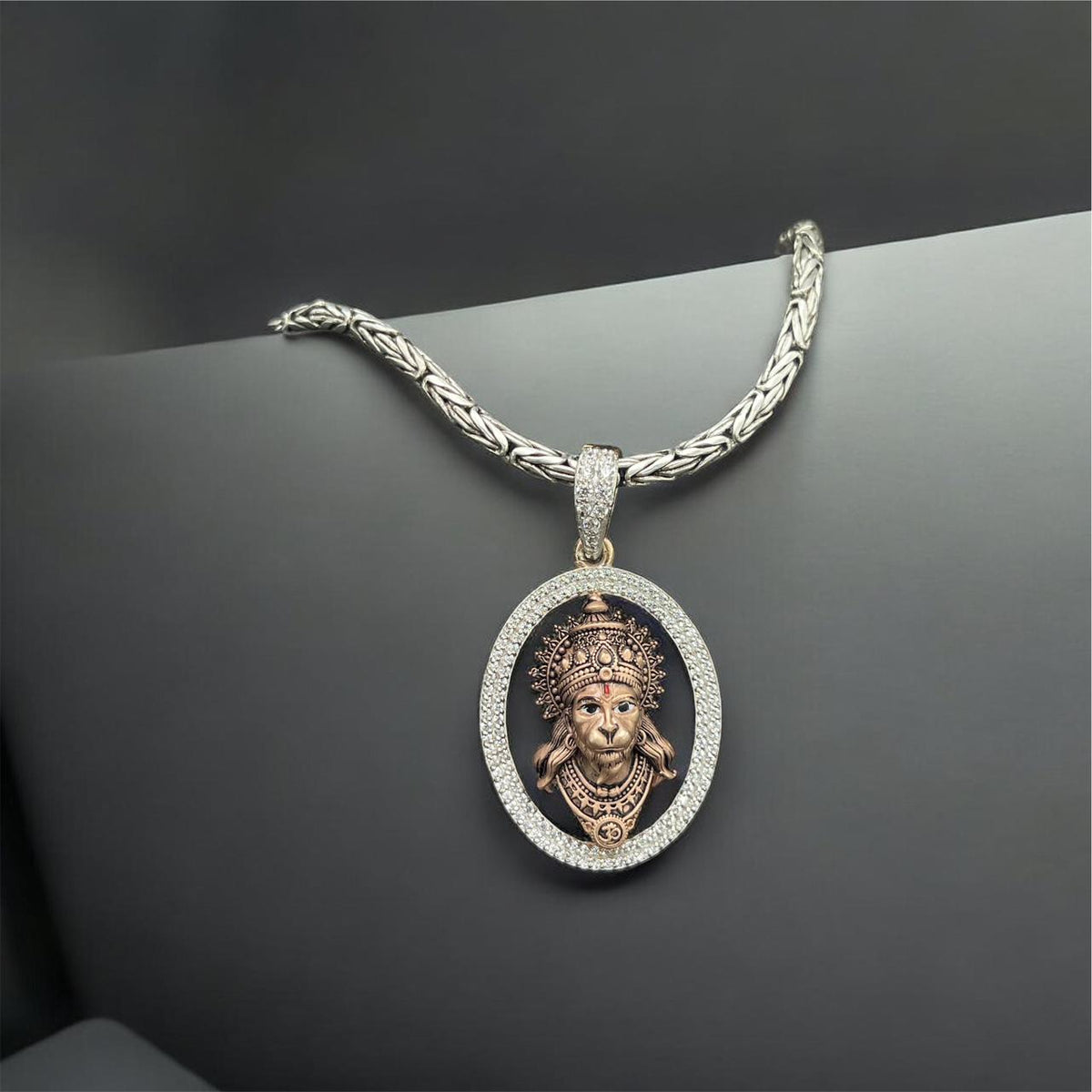 925 silver Hanumanji face pendant front view