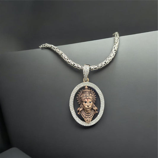 925 silver Hanumanji face pendant front view