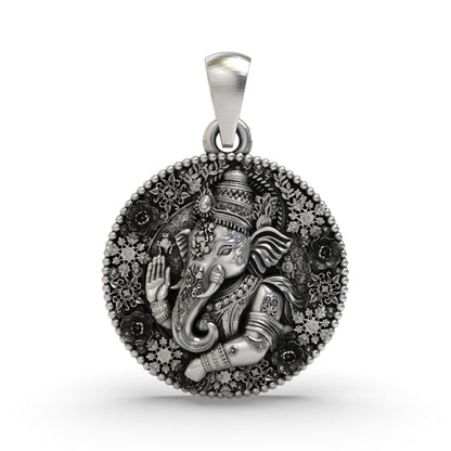 925 Silver Ganesh Pendant | Detailed Oxidized Ganesha for Wisdom, Protection & Blessings – Shukan Jewellers