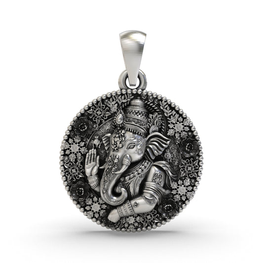 925 Silver Ganesh Pendant | Detailed Oxidized Ganesha for Wisdom, Protection & Blessings – Shukan Jewellers