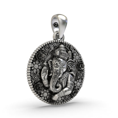 925 Silver Ganesh Pendant | Detailed Oxidized Ganesha for Wisdom, Protection & Blessings – Shukan Jewellers