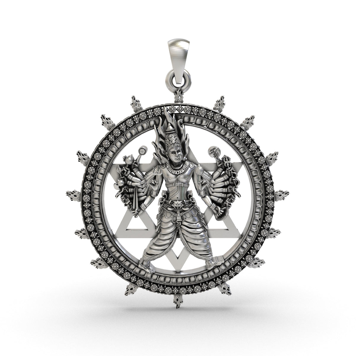 925 Silver Sudarshan Chakra Yantra Pendant | Lord Vishnu Divine Protection & Power – Shukan Jewellers